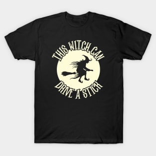 This Witch Can Drive A Stick Halloween Pun T-Shirt